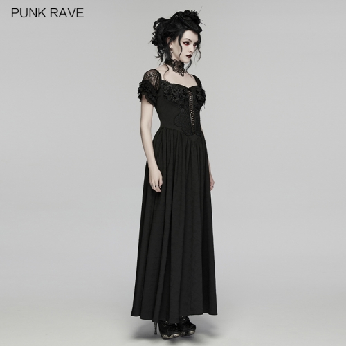 Punk Rave WQ-949LQF Lace On The Sleeves With Short Pleats Goth Gorgeous Dress