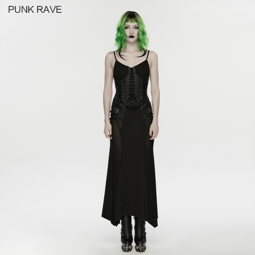 Punk Rave WQ-933LQF Irregular Hem Design Punk Fish Scale Mesh Dress