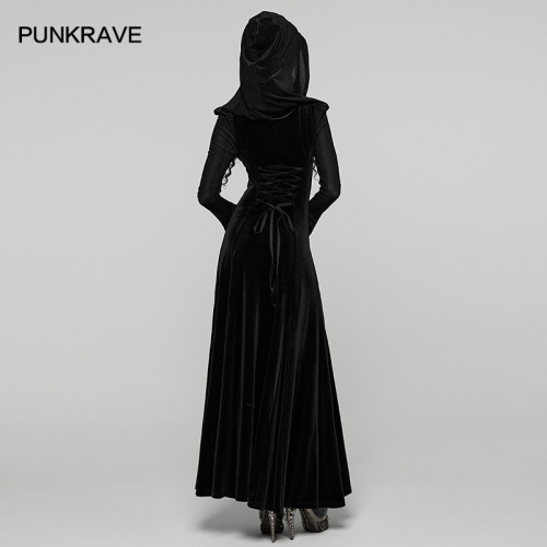 Punk Rave WQ-913LQF Adjustable Drawstring Mysterious And Cool Temperament Goth Hooded Dress