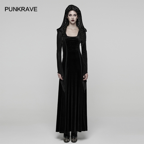 Punk Rave WQ-913LQF Adjustable Drawstring Mysterious And Cool Temperament Goth Hooded Dress