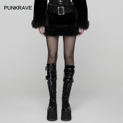 Punk Rave WQ-907BQF Warm Eco-Friendly Artificial Fur A Winter-Themed Punk Ultra-Soft Skirt