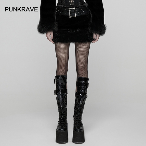 Punk Rave WQ-907BQF Warm Eco-Friendly Artificial Fur A Winter-Themed Punk Ultra-Soft Skirt