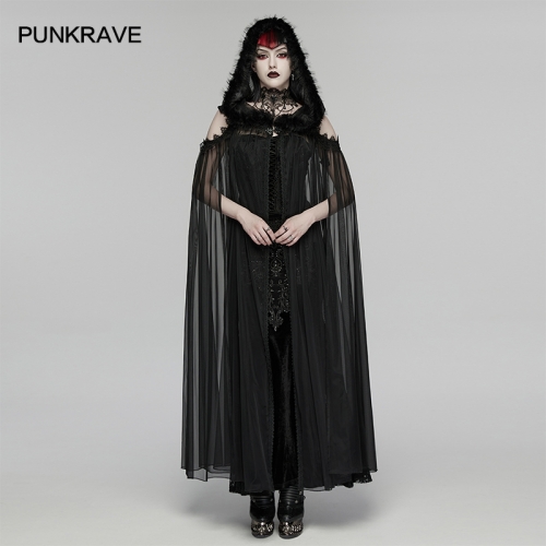 Punk Rave WY-1838DPF Hooded Design With Off-Shoulder Cut Gothic Perspective Magic Cloak
