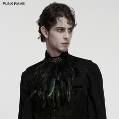Punk Rave WS-835LHM High-Quality Velvet Goth Feather Collar Pin