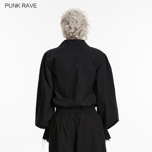 Punk Rave Bubble Sleeves High-Quality Cotton Fabric Gothic Retro Shirt