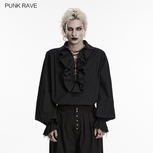 Punk Rave Bubble Sleeves High-Quality Cotton Fabric Gothic Retro Shirt