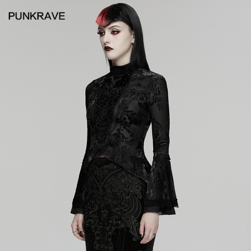Punk Rave WT-1064TCF Exquisite Stand Up Collar Elegant Gothic T-Shirt