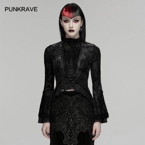 Punk Rave WT-1064TCF Exquisite Stand Up Collar Elegant Gothic T-Shirt