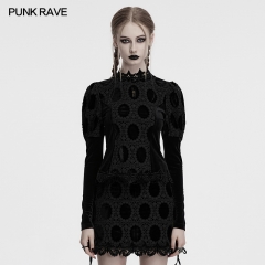Punk Rave OY-1752CCF Flocking Dotted Fabric And Velvet Palace Style Velvet Shirt Punk Rave OY-1752CCF Flocking Dotted Fabric And Velvet Palace Style Velvet Shirt