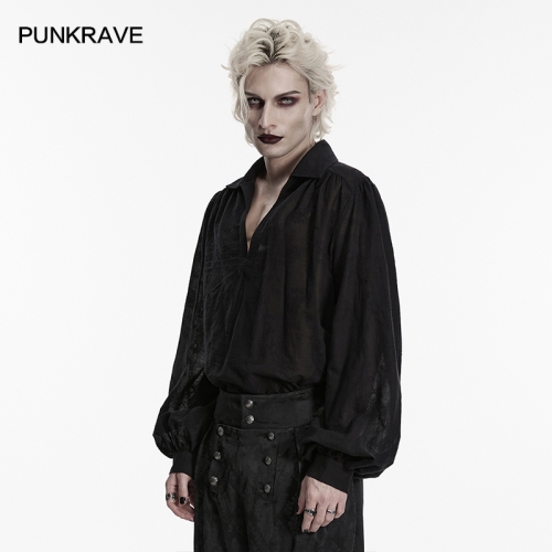 Punk Rave WY-1955CCM High-Quality Embroidered Cotton Fabric Goth Loose Shirt