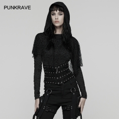 Punk Rave WS-782YDF Non-Stretch Woven Fabric And Mesh Punk Metal Rivet Corset