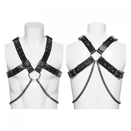 Punk Rave WS-854BDM Adjustable Faux Leather Loop Punk Men's Harness