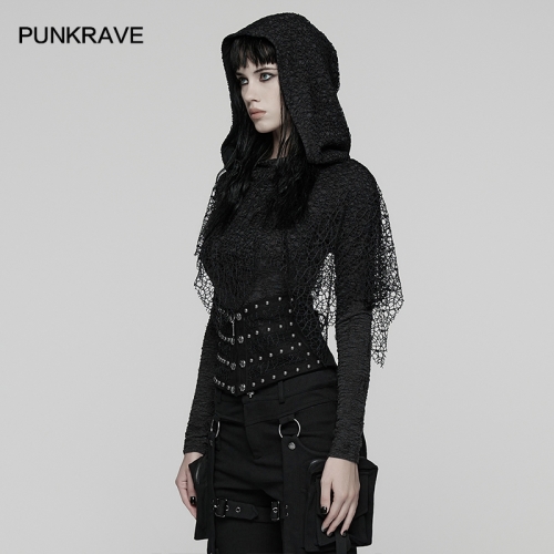 Punk Rave WS-782YDF Non-Stretch Woven Fabric And Mesh Punk Metal Rivet Corset