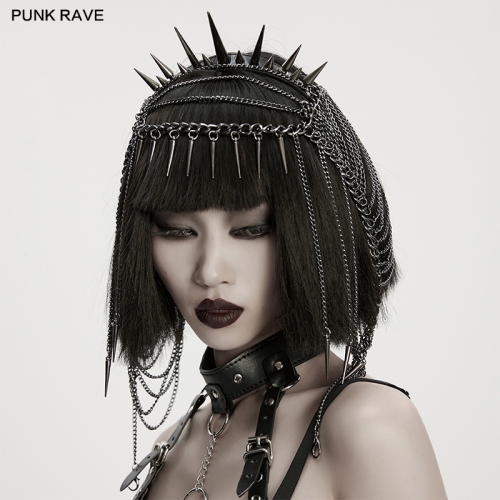 Punk Rave WS-813FSF Eco-Friendly Artificial Leather And Metal Chains Punk Thorn Spike Crown