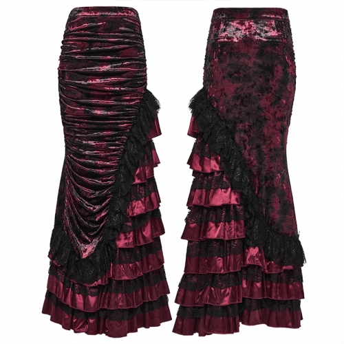 Punk Rave WQ-899BQF Asymmetrical Patchwork Design Goth Victorian Gorgeous Skirt