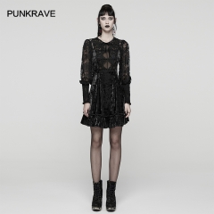 Punk Rave WQ-895LQF High-Quality Diamond Velvet And Lace Sweet Goth Dress Punk Rave WQ-895LQF High-Quality Diamond Velvet And Lace Sweet Goth Dress