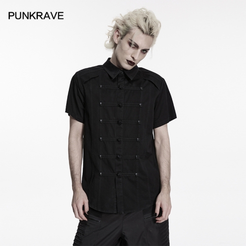 Punk Rave WY-1950CDM Chinese Style Double Breasted Layout Punk Frog Button Shirt