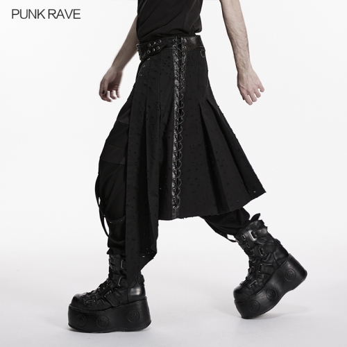 Punk Rave WQ-975BQM Asymmetric Swallowtail Hem Punk Skirt