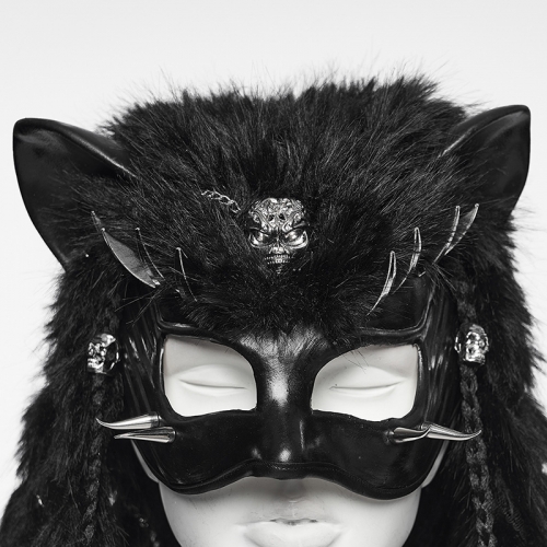 Punk Rave WS-865FSF Bionic Animal Latex Mask Headgear Punk Fox Head Braided Hood