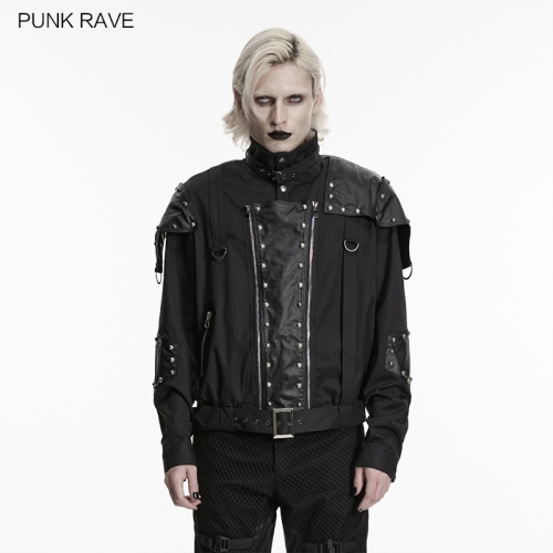 Punk Rave WY-665XDM Stand Collar And Short Silhouette Punk Military Style Short Jacket