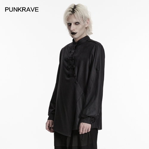 Punk Rave WY-1953CCM Non-Elastic Calendered Woven Fabric Dark Punk Shirt