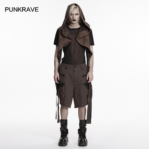 Punk Rave WY-1991MJ Hood And Sleeveless Cape One-Piece Design Wasteland Hooded Vest