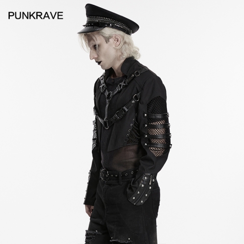 Punkrave WY-1944XDM Waterproof Woven Fabric And Mesh Punk Waterproof Jacket