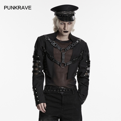 Punkrave WY-1944XDM Waterproof Woven Fabric And Mesh Punk Waterproof Jacket