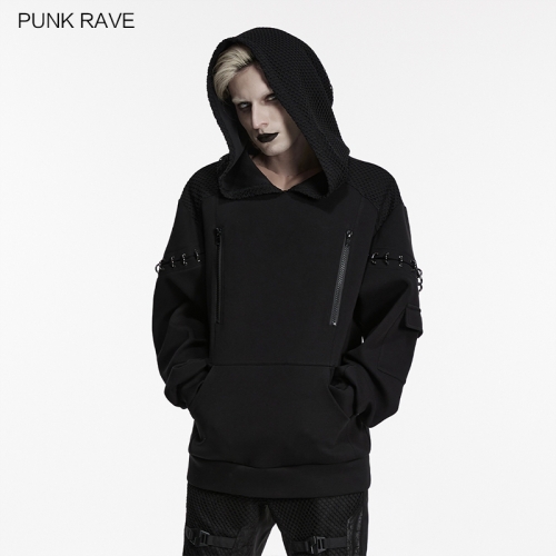 Punk Rave WT-1101WYM Loose Shoulder Design Double Layered Hood Cyberpunk Hoodie