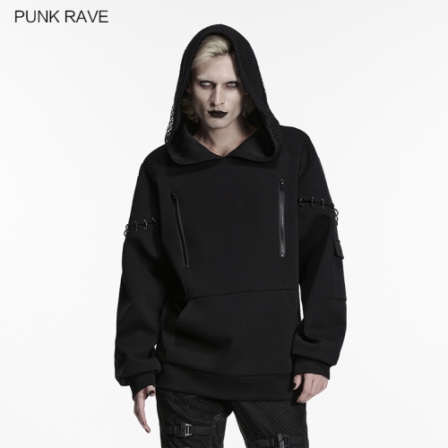 Punk Rave WT-1101WYM Loose Shoulder Design Double Layered Hood Cyberpunk Hoodie