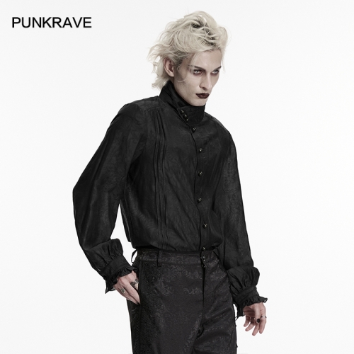 Punk Rave WY-1952CCM Non-Elastic Dark Jacquard Fabric Goth Palace Jacquard Shirt