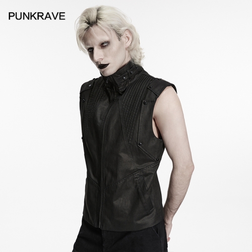 Punk Rave WY-1951MJM Cyber Metal Studs Dark Functional Vest