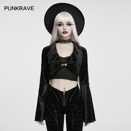 Punk Rave WY-2026LDF Luxurious Velvet Fabric Goth Velvet Bat Short Jacket