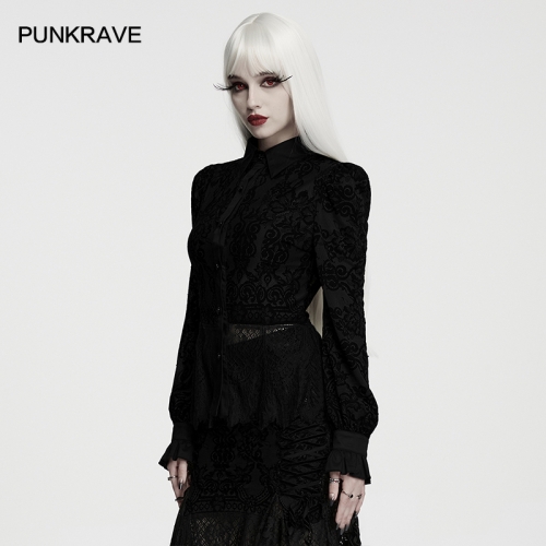 Punk Rave WY-1987CCF Lace And Woven Fabric Gothic Mysterious Retro Lace Shirt