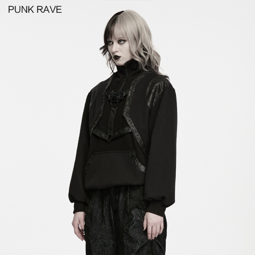Punk Rave WT-1118WYF Balancing Warmth And Structure Punk Handsome Stand Collar Sweatshirt