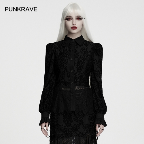 Punk Rave WY-1987CCF Lace And Woven Fabric Gothic Mysterious Retro Lace Shirt