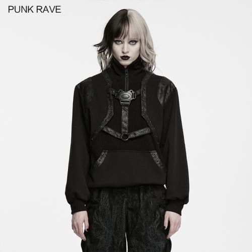Punk Rave WT-1118WYF Balancing Warmth And Structure Punk Handsome Stand Collar Sweatshirt