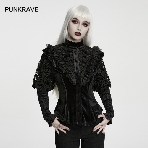 Punk Rave WY-1983CCF Splicing High-Quality Personalized Gothic Style Lunar Eclipse Shirt