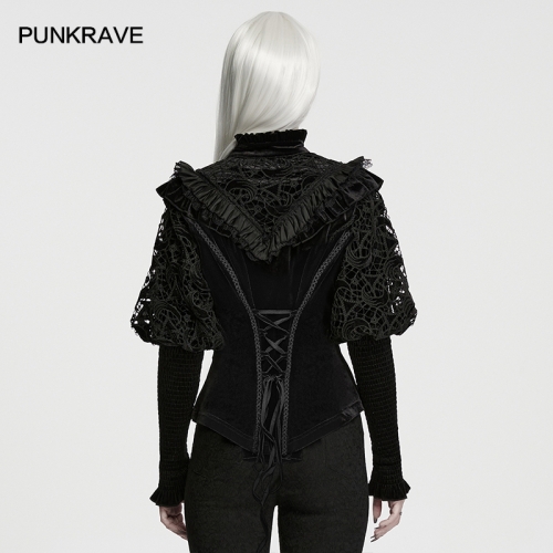 Punk Rave WY-1983CCF Splicing High-Quality Personalized Gothic Style Lunar Eclipse Shirt