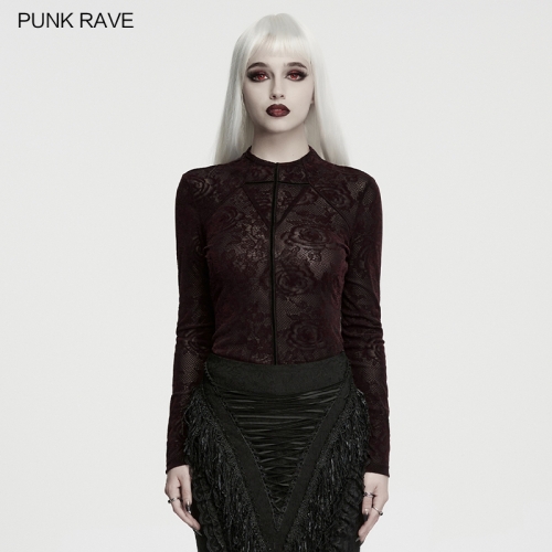 Punk Rave WT-1110TCF Easy Wearing Rose Mesh Pattern Base T-Shirt