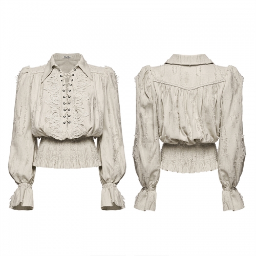 Punk Rave WY-1984CCF High Count Cotton And Linen Fabric Decadent Gothic Cotton Linen Shirt