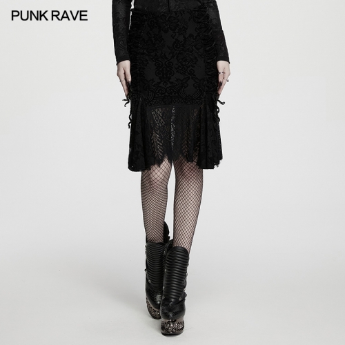 Punk Rave WQ-1001BQF High-Quality Lace And Sheer Lace Goth Lace Skirt