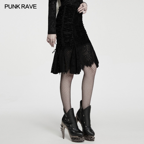 Punk Rave WQ-1001BQF High-Quality Lace And Sheer Lace Goth Lace Skirt