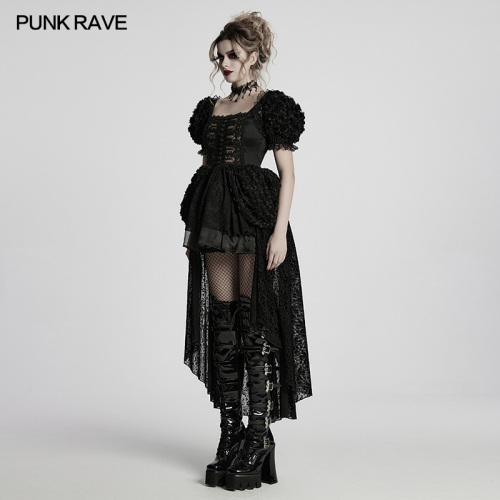 Punk Rave WLQ-109LQF Woven Fabric And Floacking Mesh Large Square Neckline Lolita Sweet Cool Dress