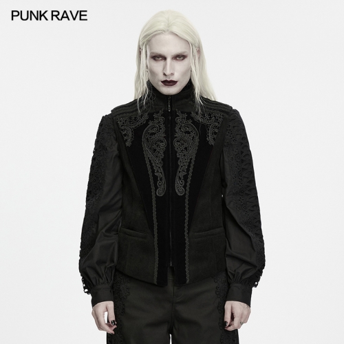 Punk Rave WY-2030MJM Warm And Comfortable Wool Fabric Goth Embossed Appliqué Court Vest