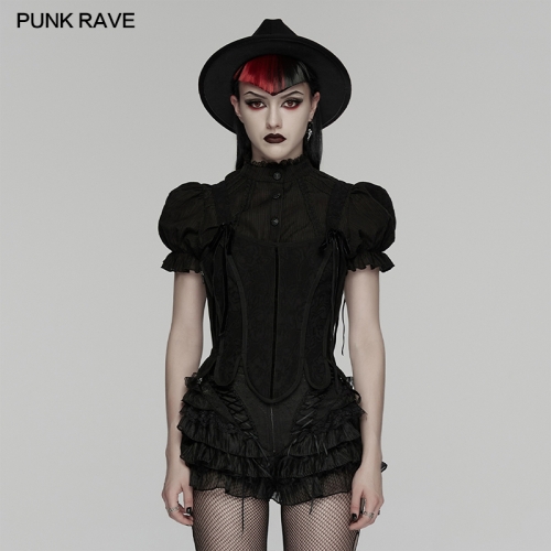 Punk Rave WK-768XDF Dark Jacquard Woven Fabric Goth Cake Shorts